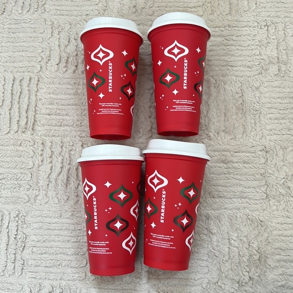 Bundle of 4 Starbucks holiday reusable cups and lids, 2023, new condition - Picture 7 of 16
